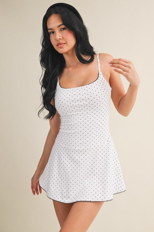 White Polka Dot Athletic Dress