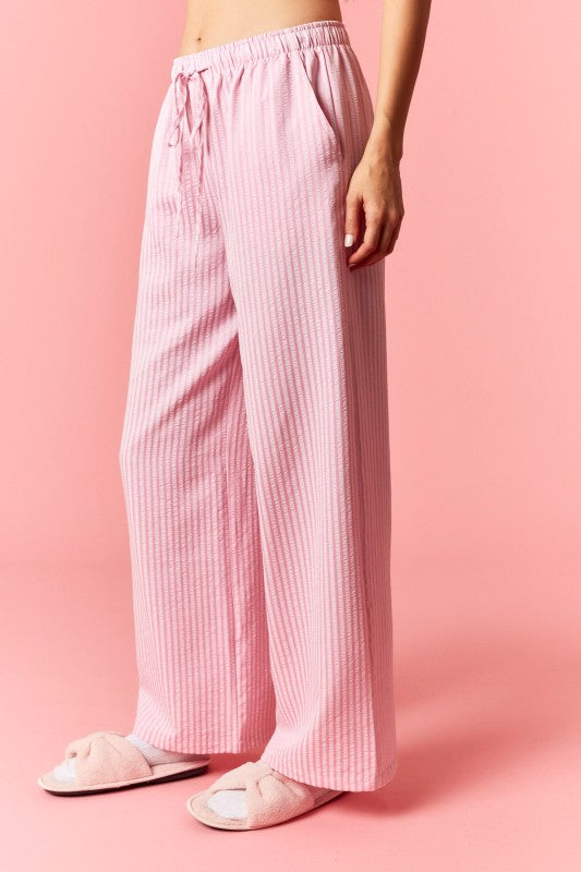 Pink Striped Seer Sucker Pant