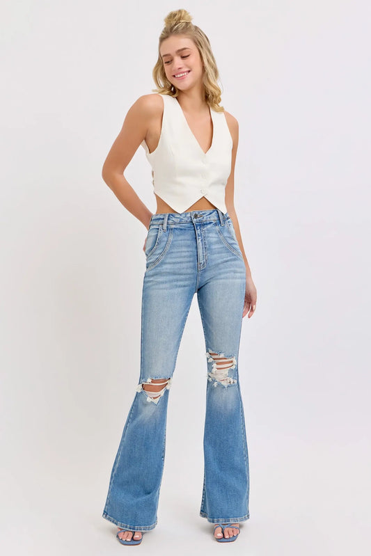 Pocket Scoop Flare Denim