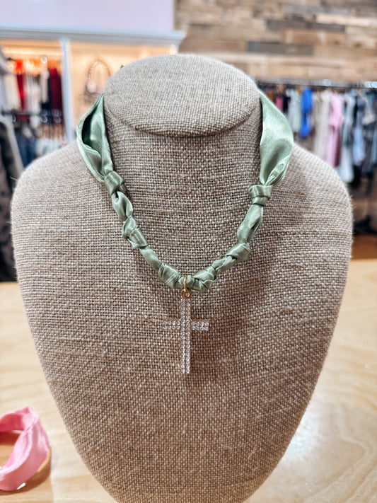 Sage Green Cross Twilly