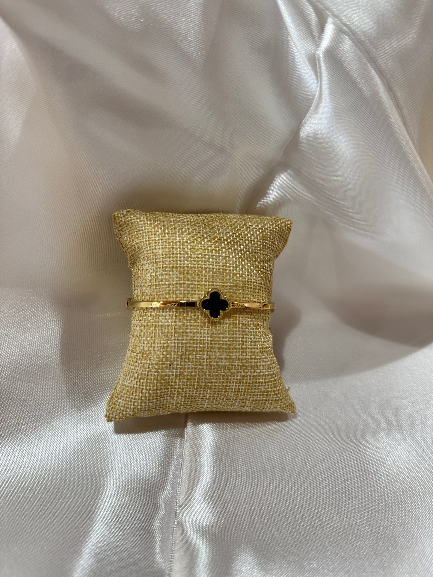 Gold & Black Clover Bangle