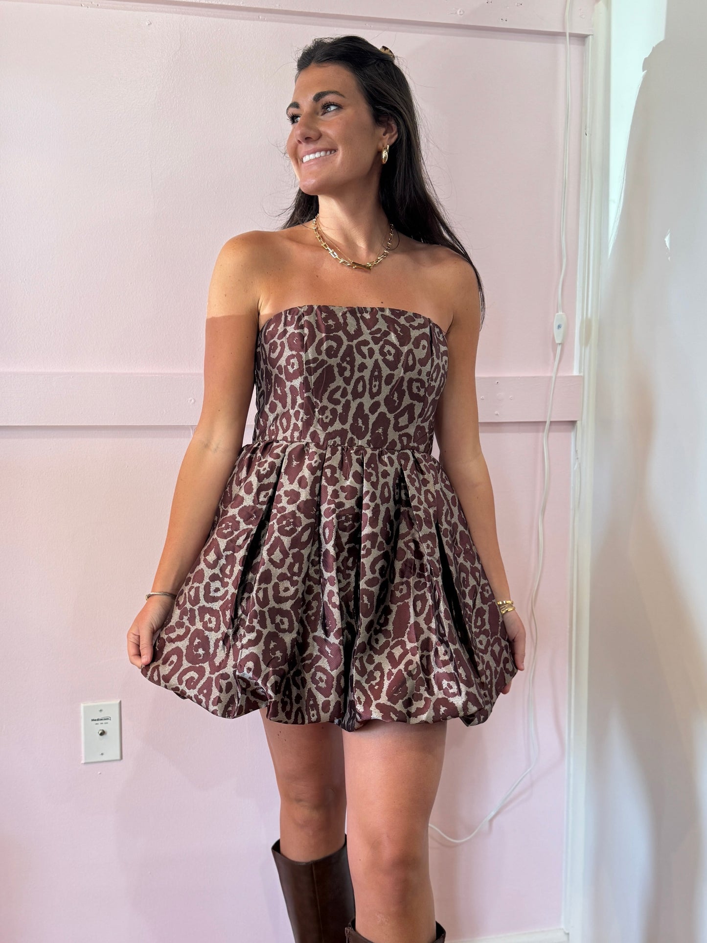 Maroon Leopard Mini Dress