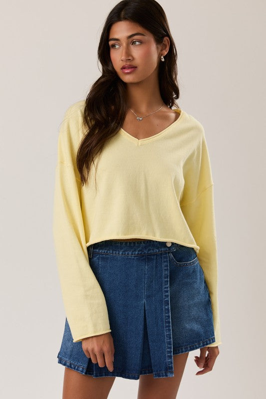 Butter Yellow Crop Knit Top