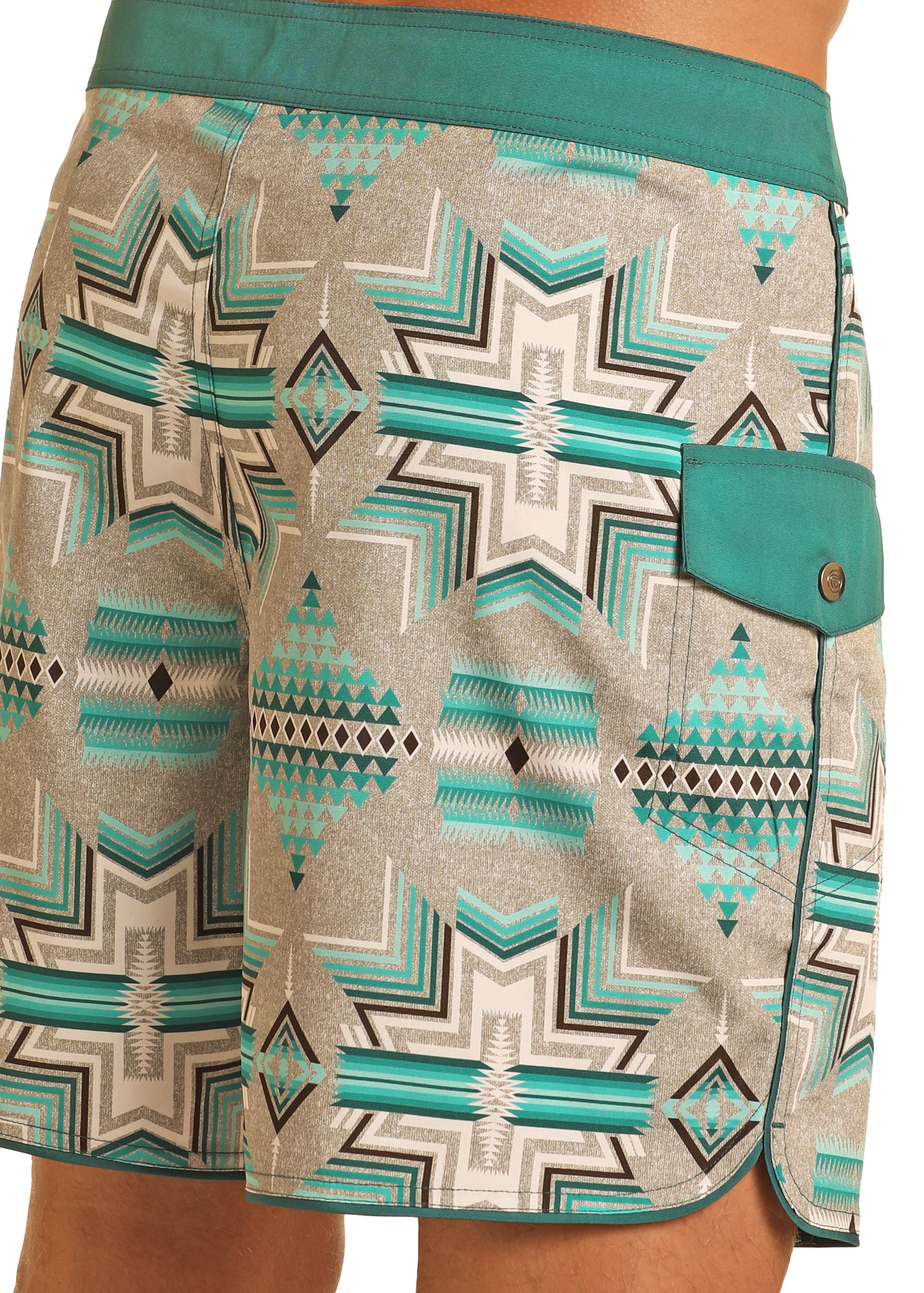 Heather Turquoise Aztec Swim Trunks
