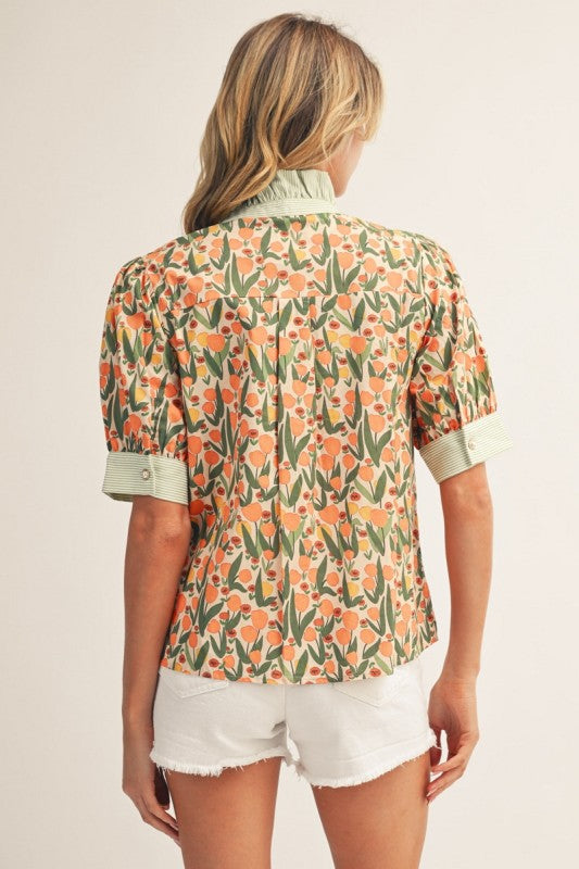 Orange Blossom Contrast Blouse