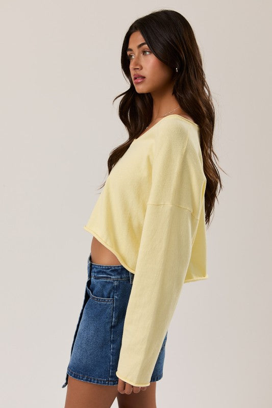 Butter Yellow Crop Knit Top
