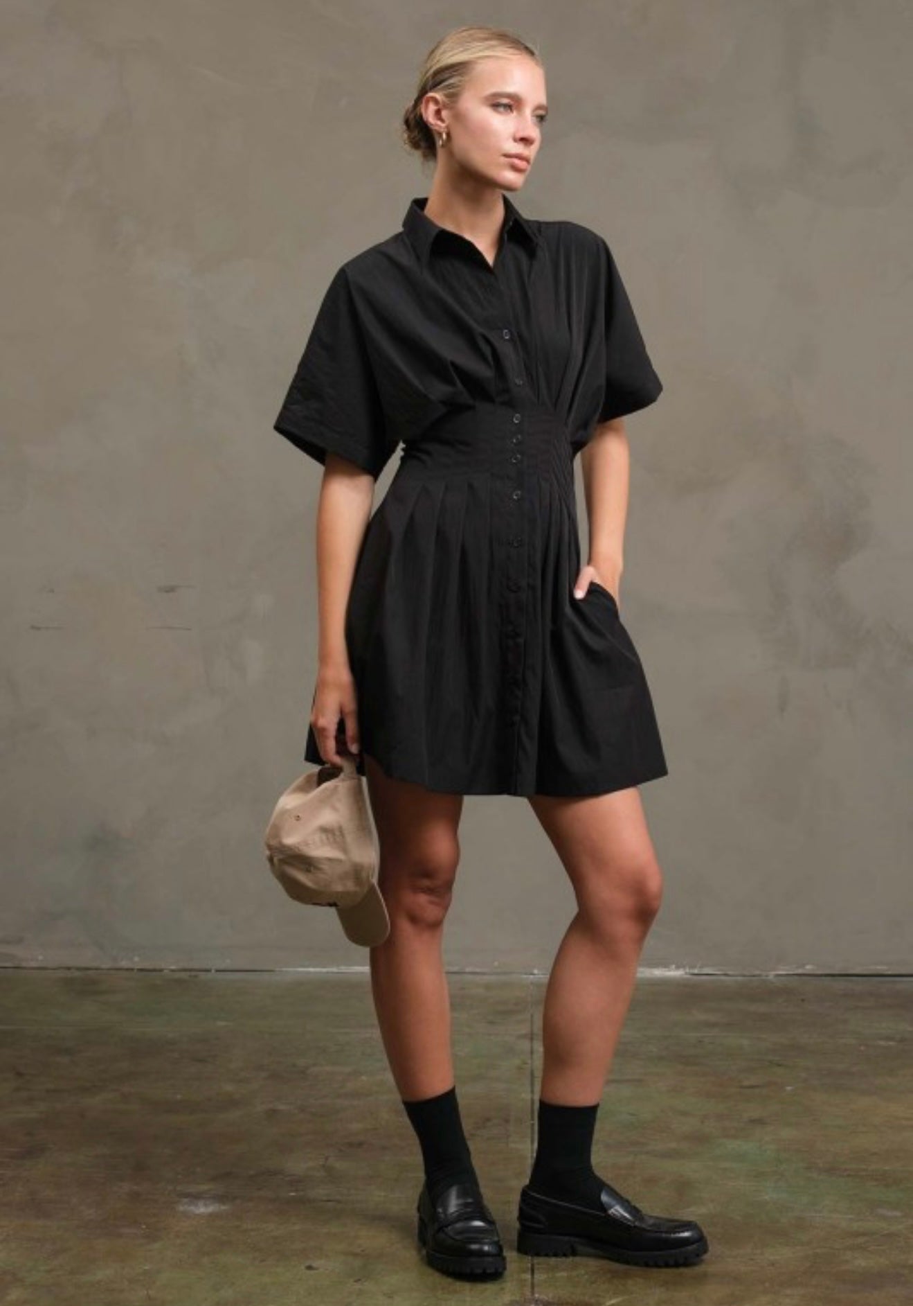 Black Waist Tapered Dress