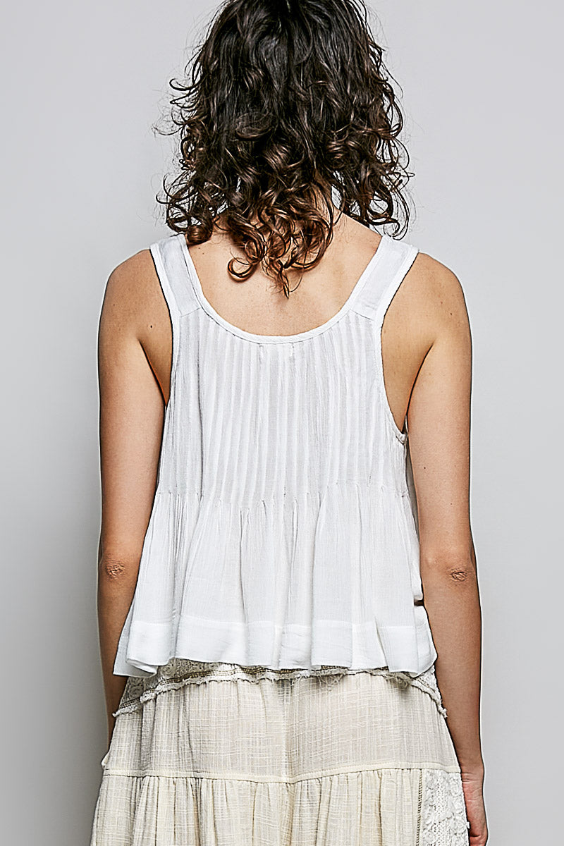 White Beaded Tank Top