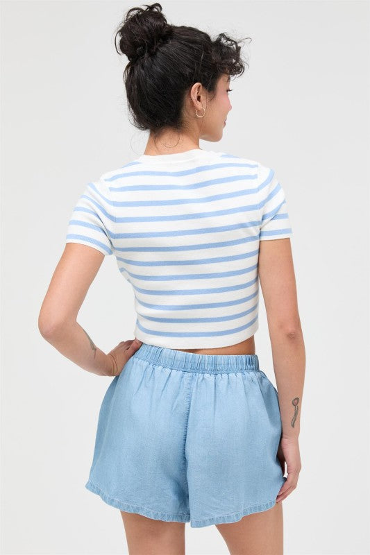 Ice Blue Stripe Baby Tee