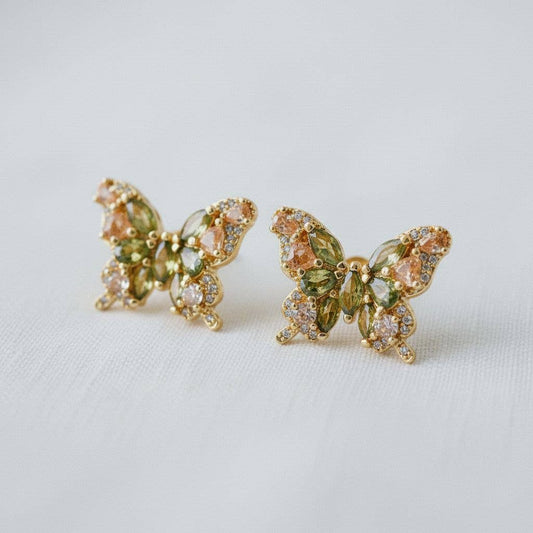 Olive Green Butterfly Earrings
