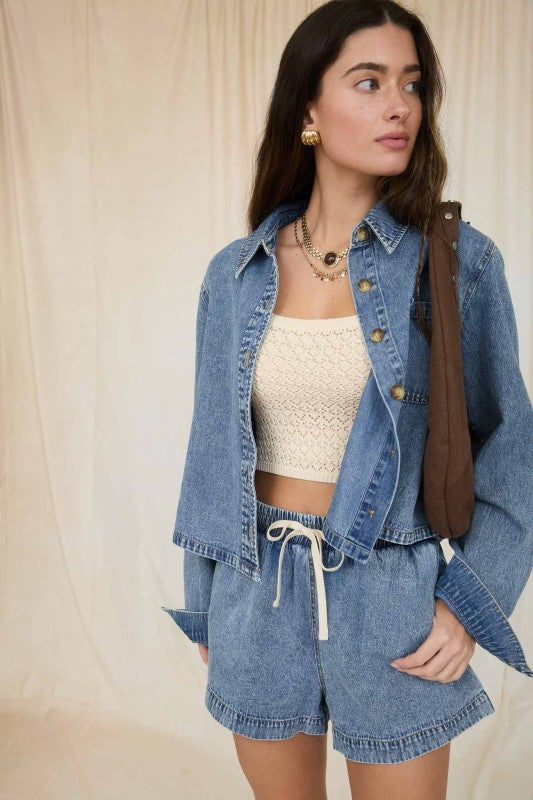 Denim Button Down Boxy Top
