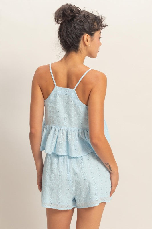 Pastel Blue Eyelet Tank