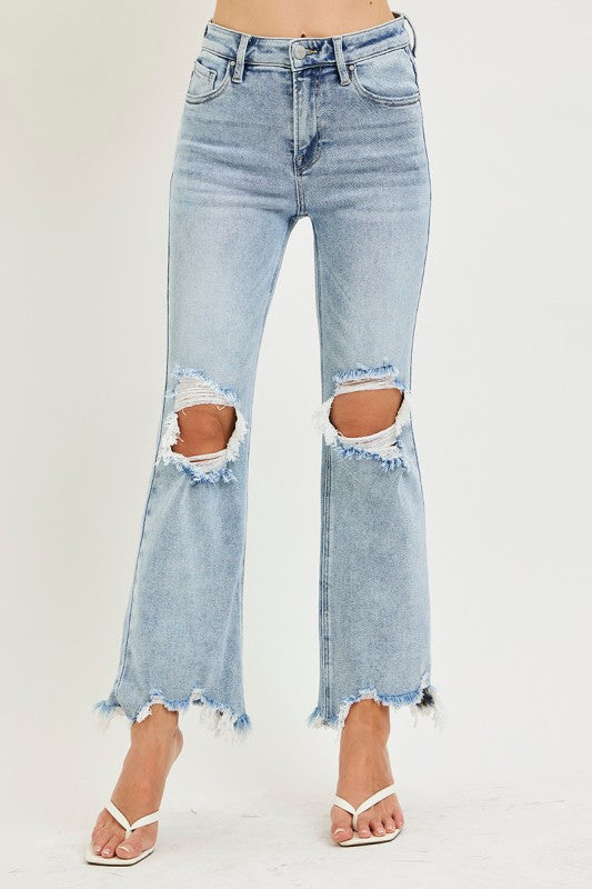 Risen Light Wash Crop Straight Leg Jeans