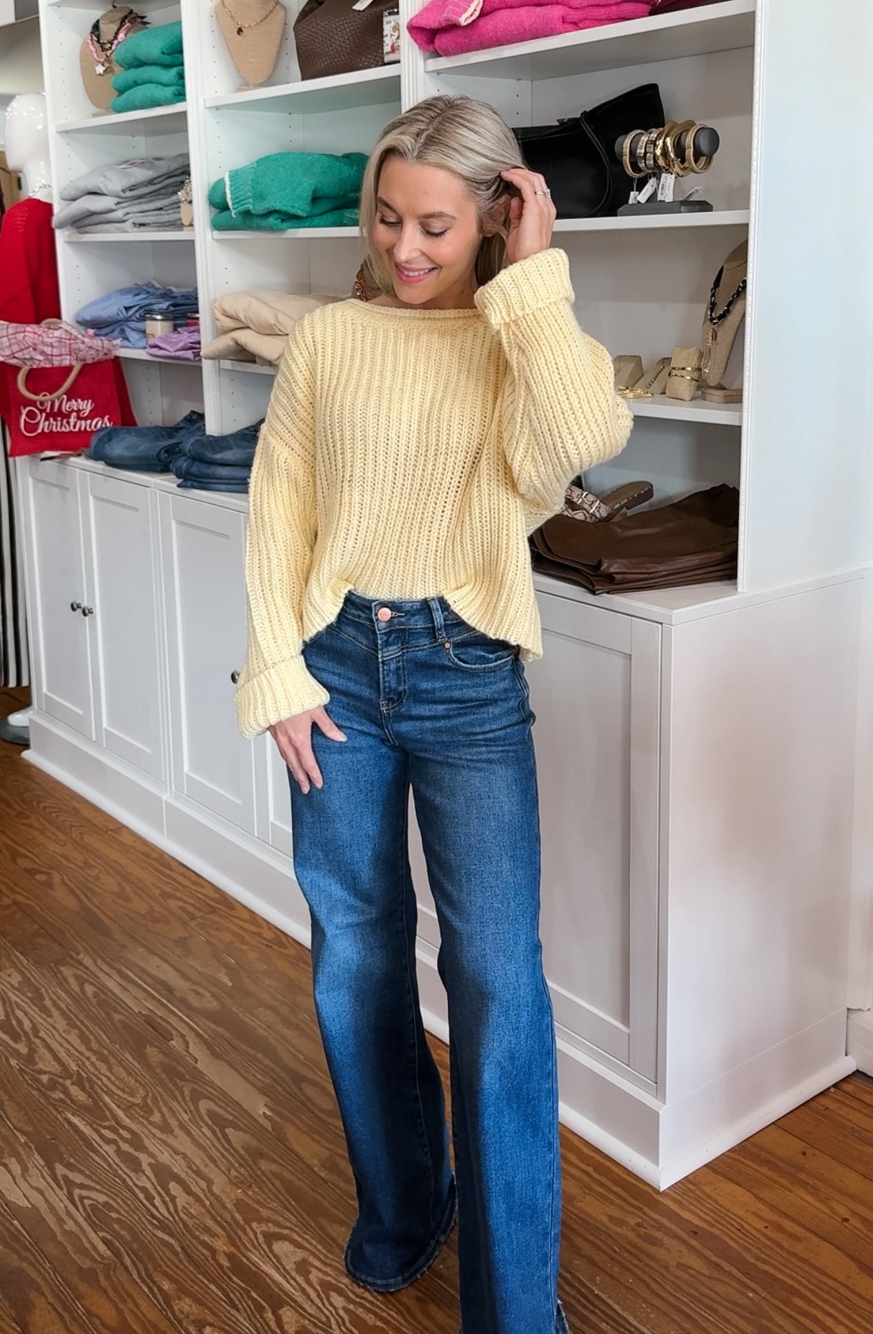 Butter Yellow Boat Neck Sweater