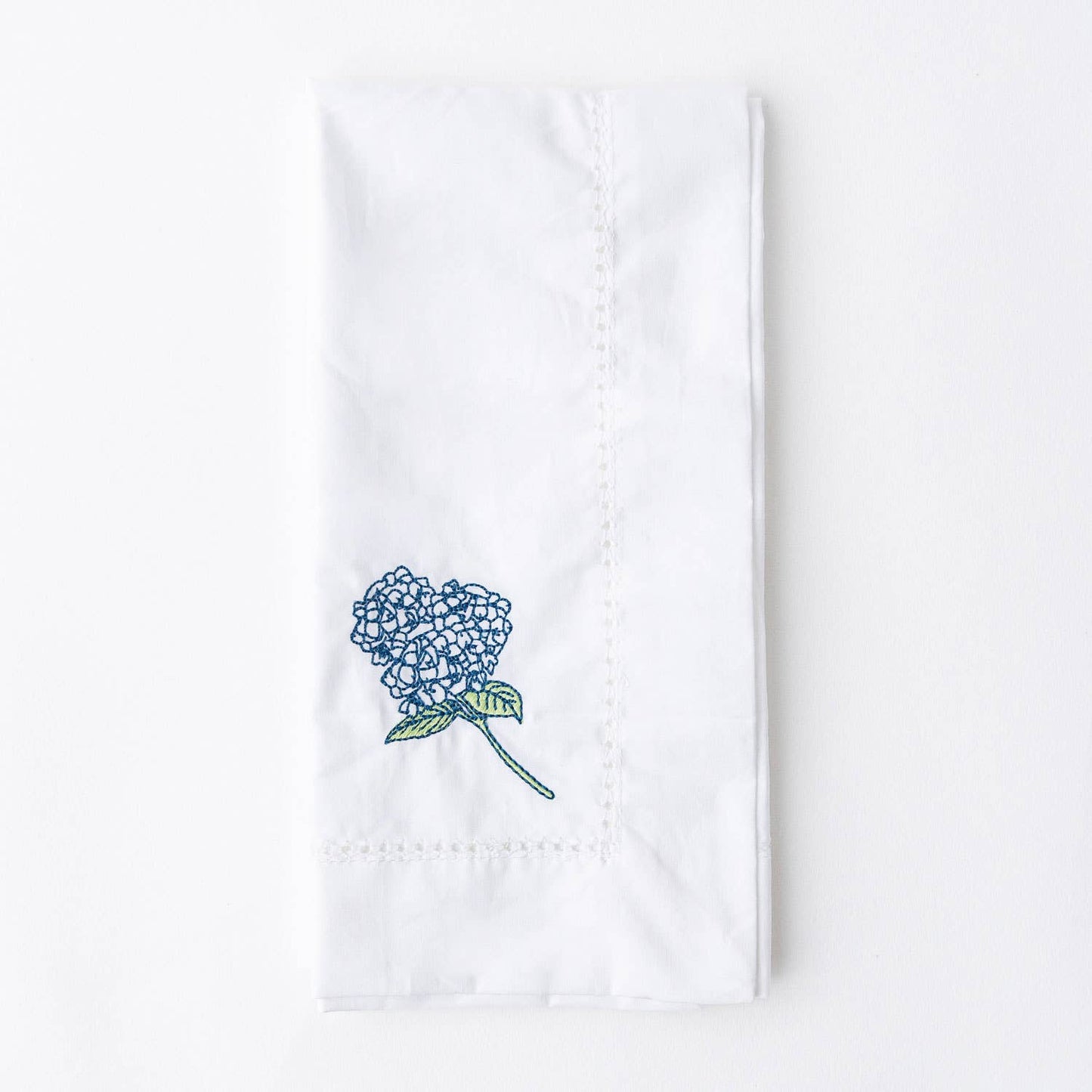 Hydrangea Stem Embroidered Dinner Napkin - PREORDER