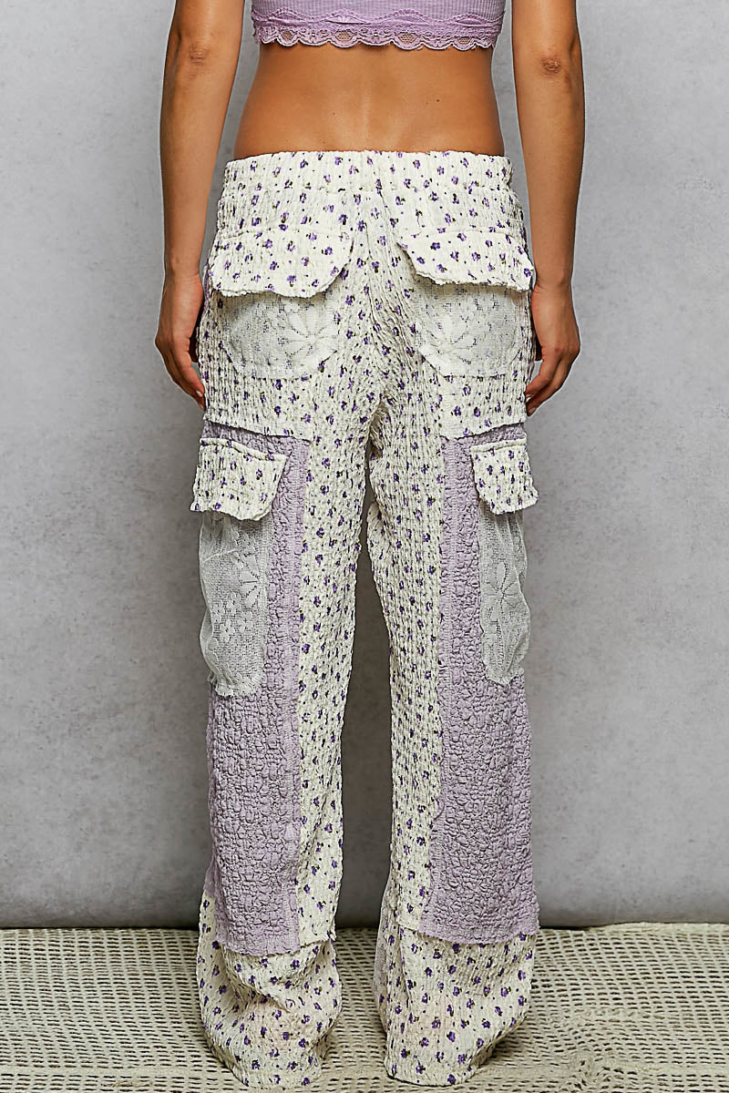 Lavender Floral Lace Pants