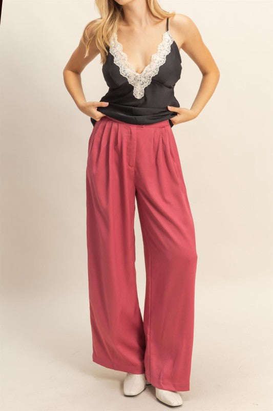 Berry Satin Trouser Pant