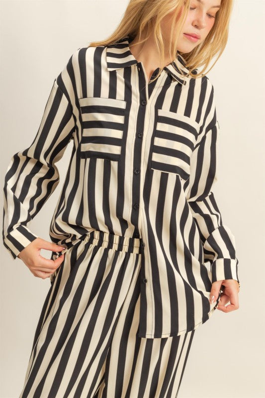 Black & Cream Button Down