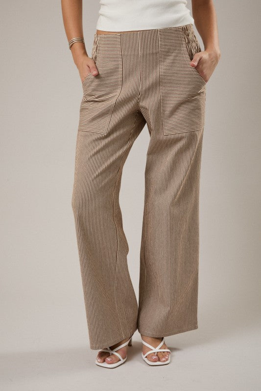 Chocolate Stripe Wide Leg Pant