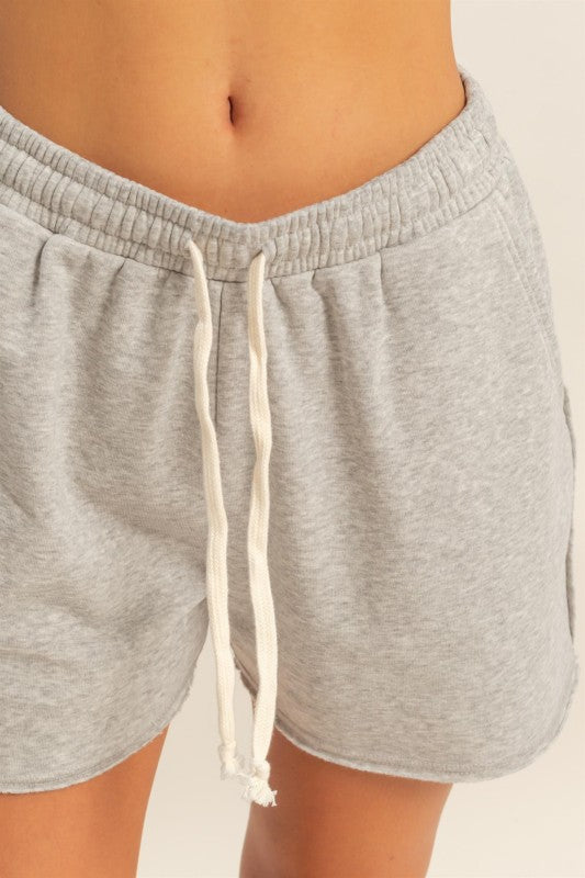 Heather Grey Raw Hem Shorts