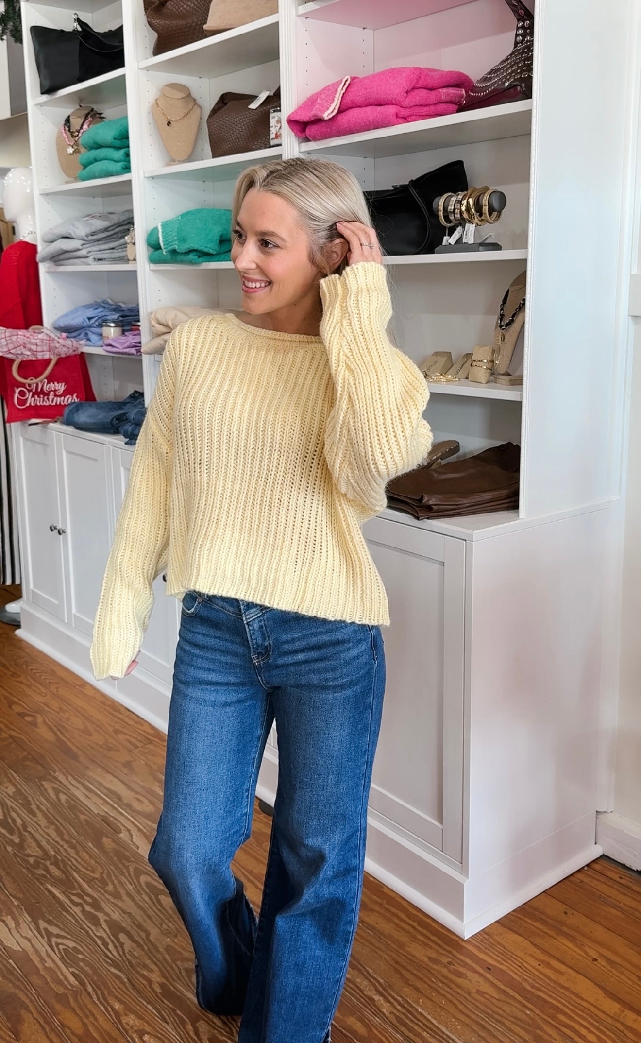 Butter Yellow Boat Neck Sweater