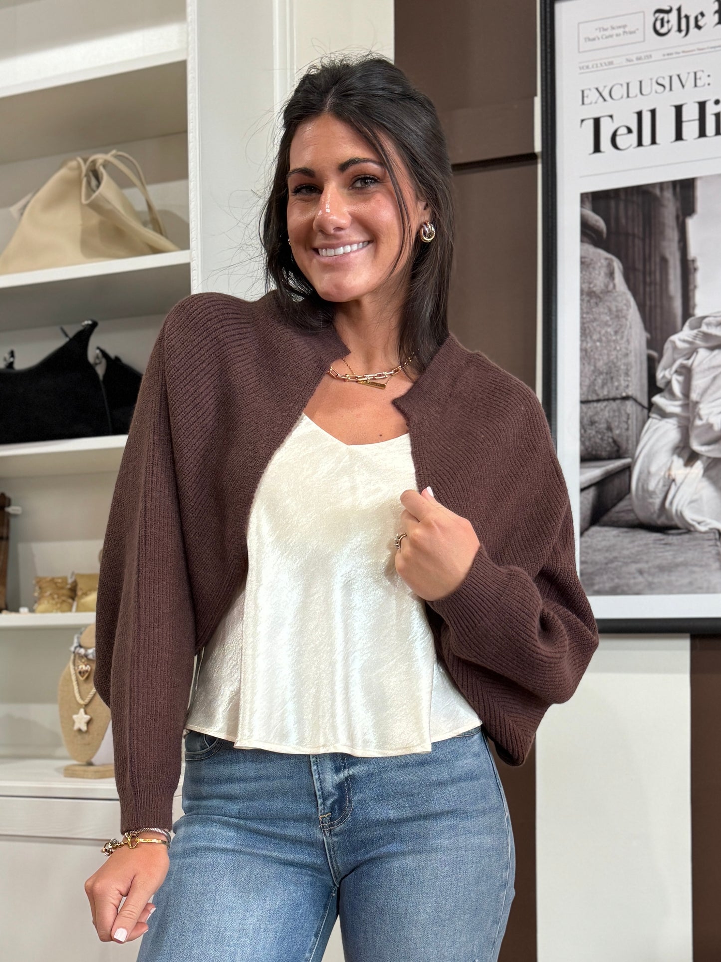 Espresso Cropped Cardigan