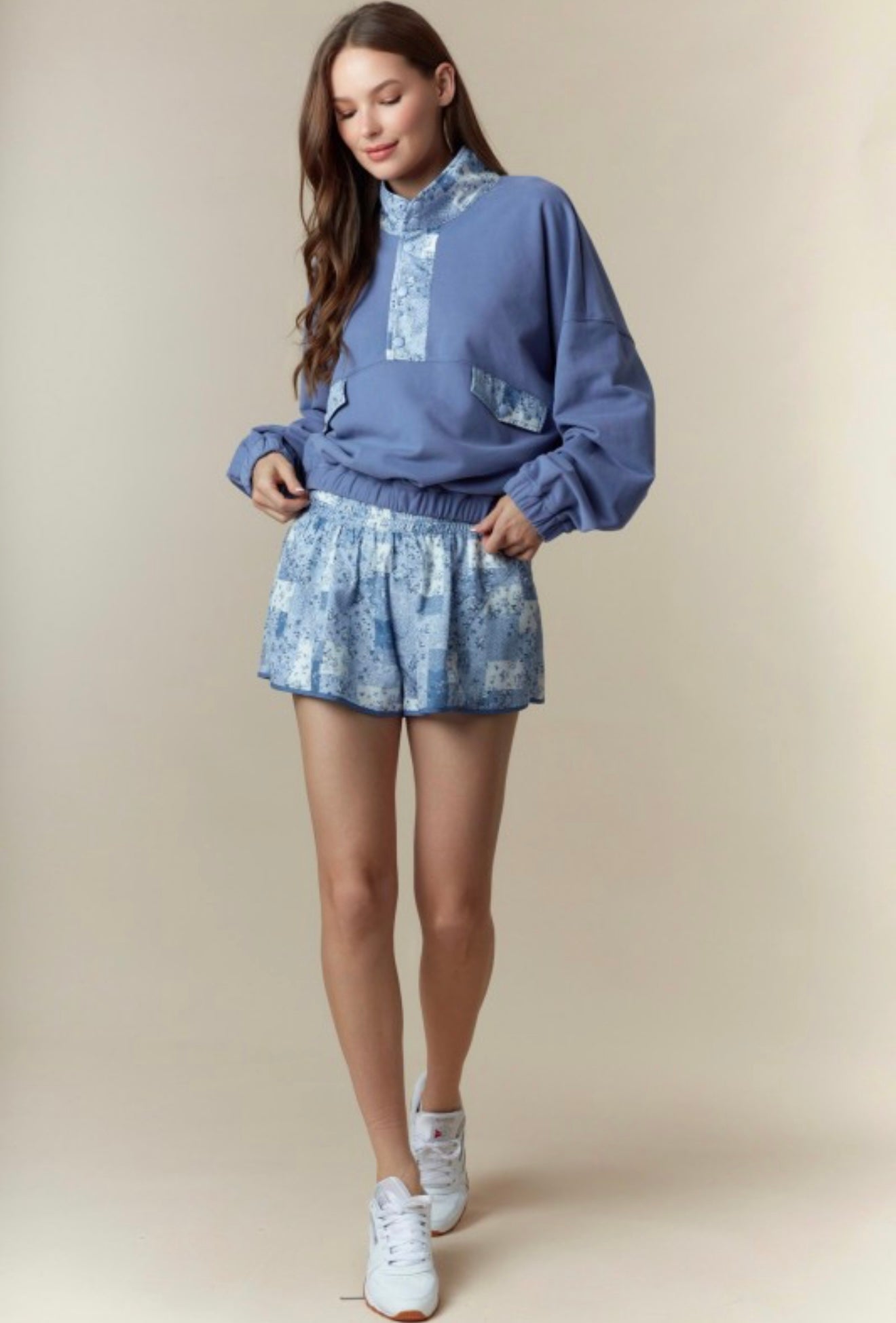 Blue Floral Sporty Short