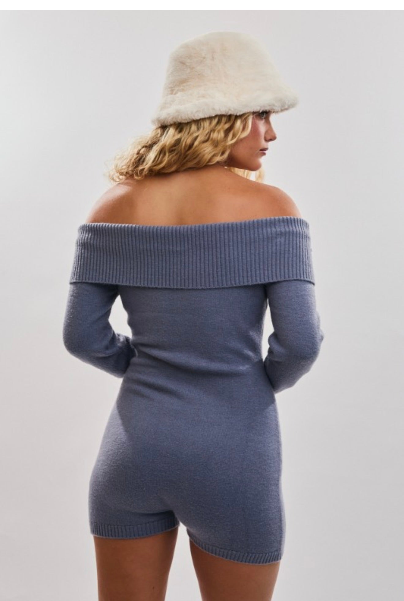 Dusty Blue Knit Romper
