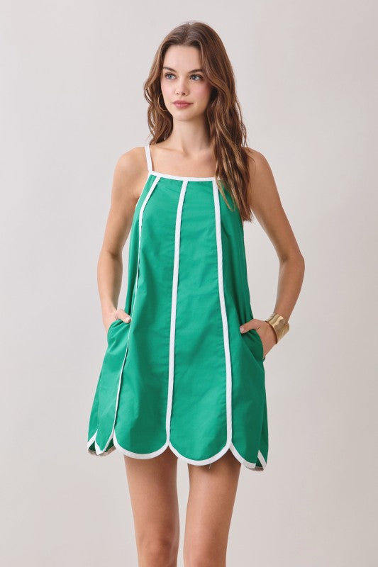 Kelly Green Scalloped Dress