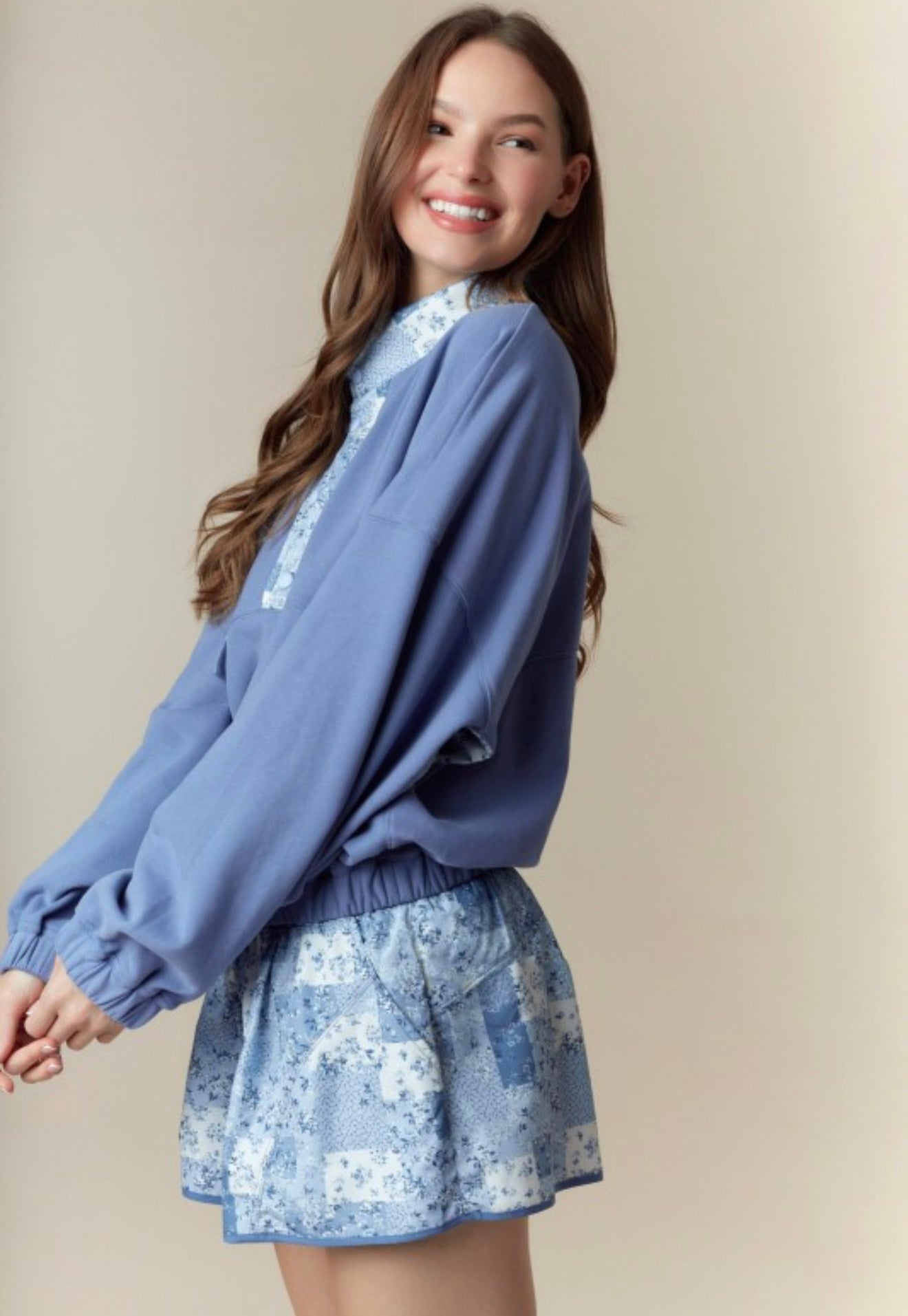 Blue Floral Sporty Short