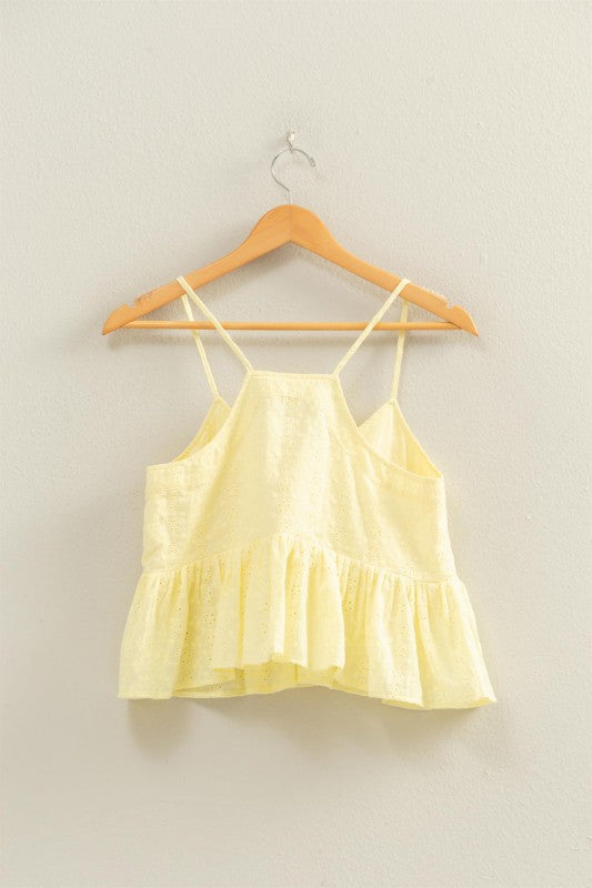 Butter Yellow Eyelet Tank