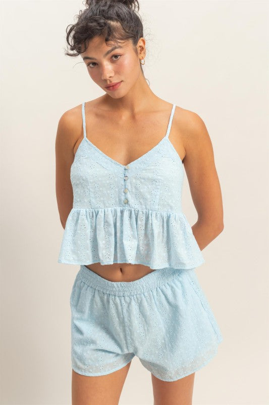 Pastel Blue Eyelet Tank