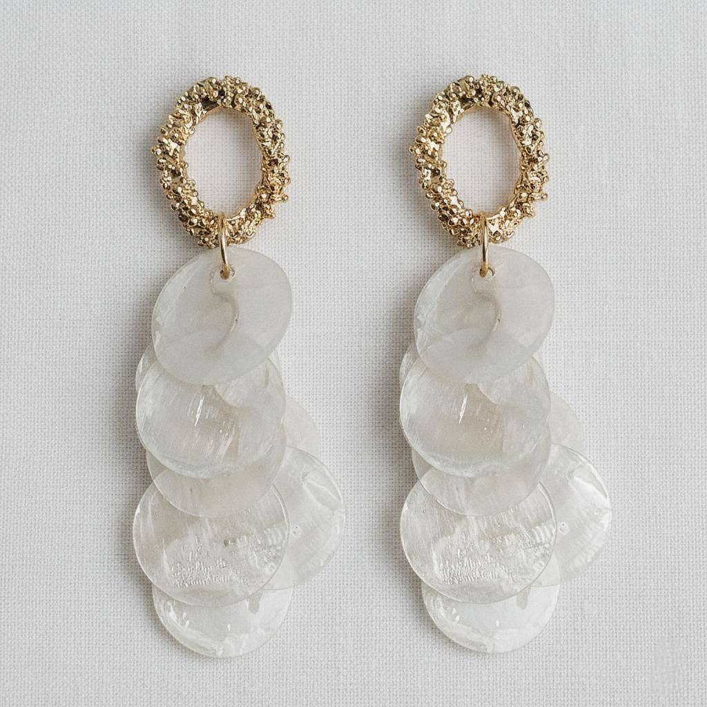 French Style Shell Tassel Drop Earrings