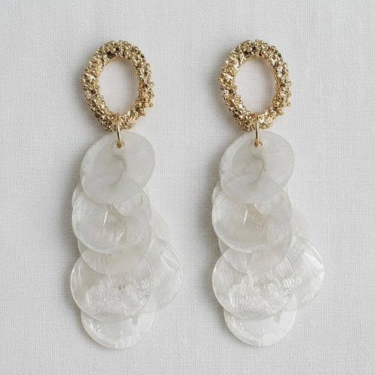 French Style Shell Tassel Drop Earrings
