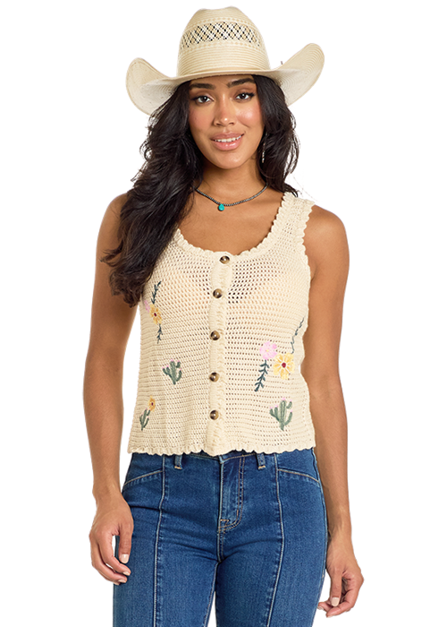 Crochet Floral Knit Tank