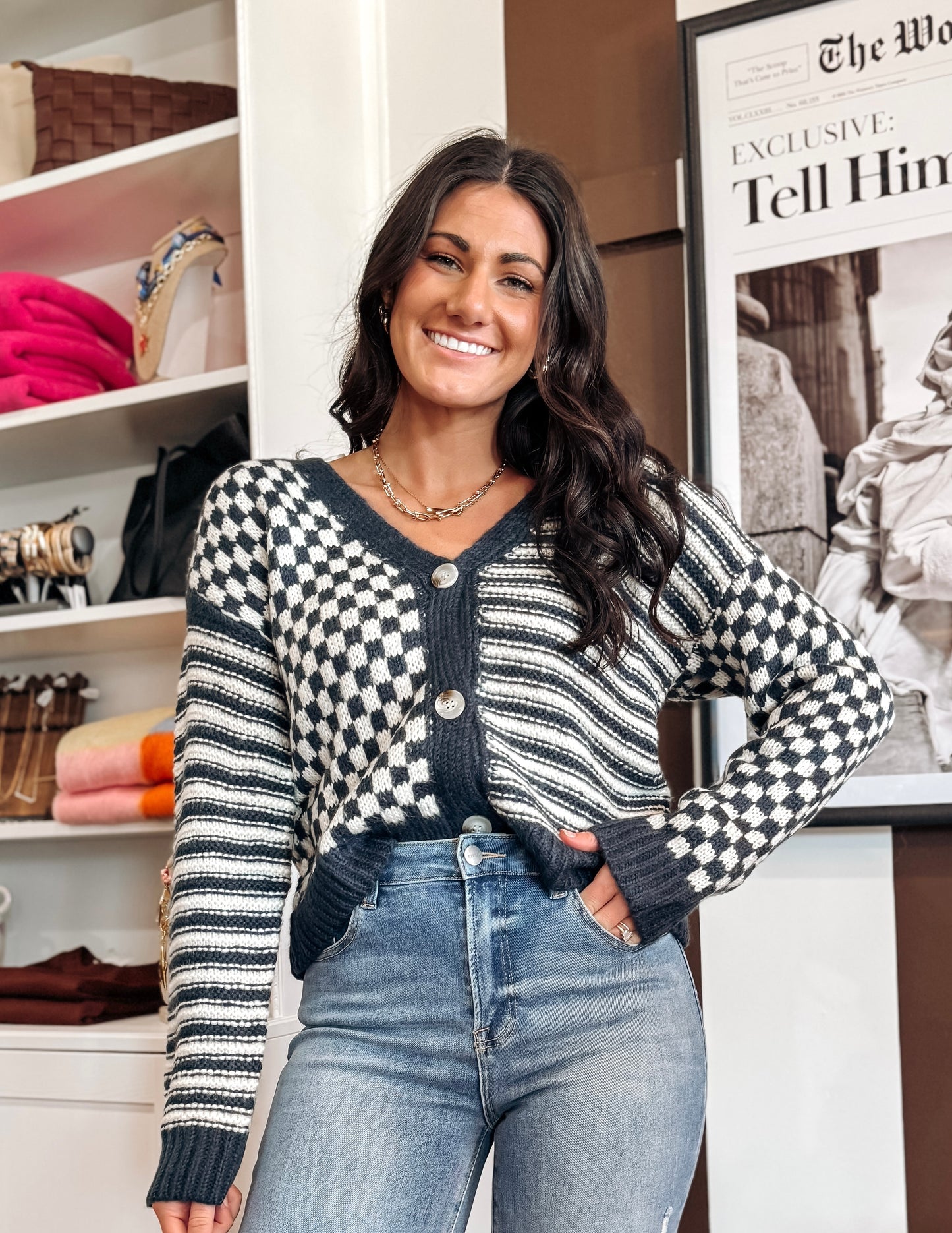 Cheshire Navy & Cream Cardigan