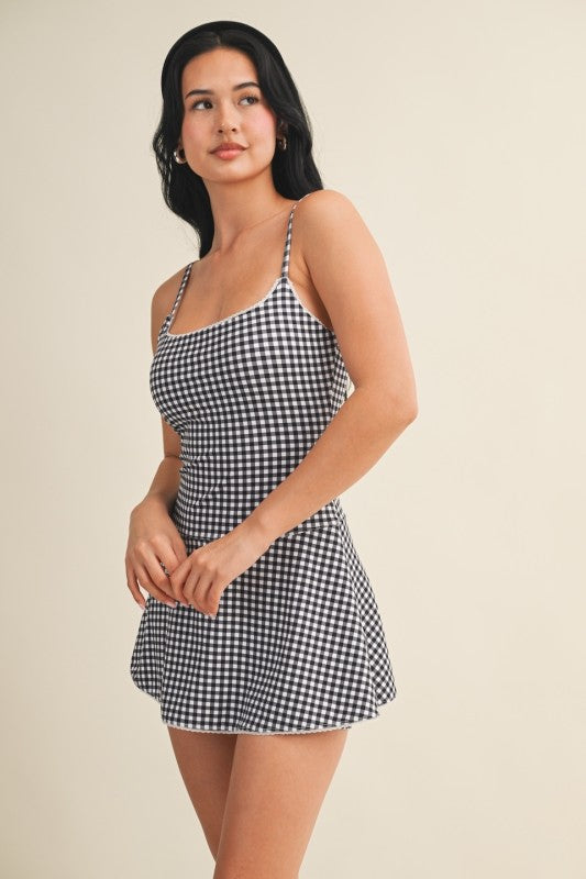 Black Lace & Gingham Athletic Dress