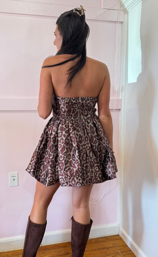 Maroon Leopard Mini Dress