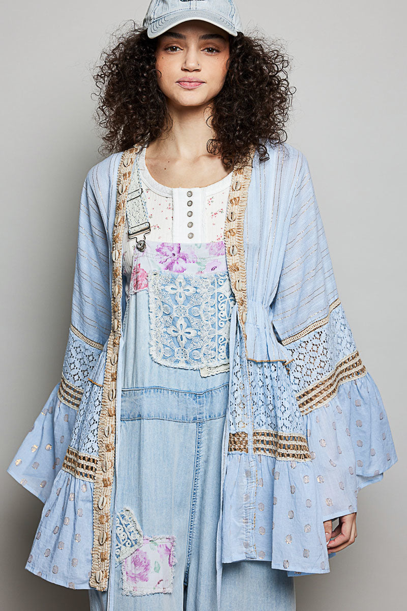 Pale Blue Shell Kimono Cover Dress
