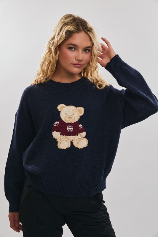 Navy Teddy Bear Sweater