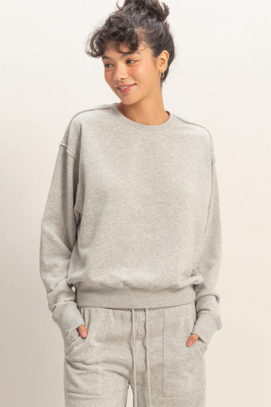 Heather Grey Raw Hem Sweatshirt
