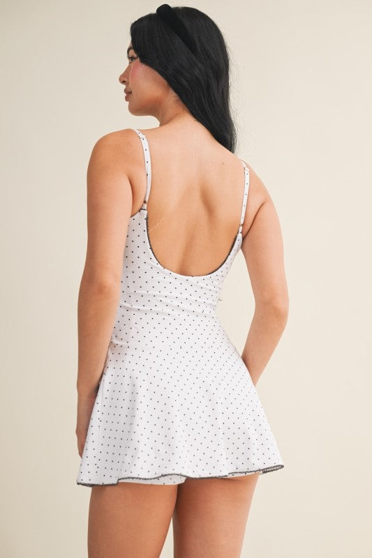 White Polka Dot Athletic Dress