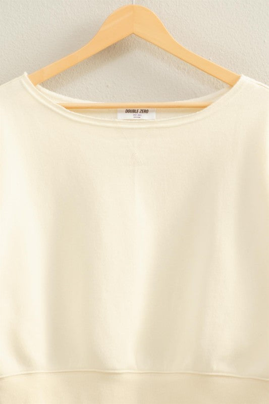 Cream Raw Cut Hem Sweatshirt