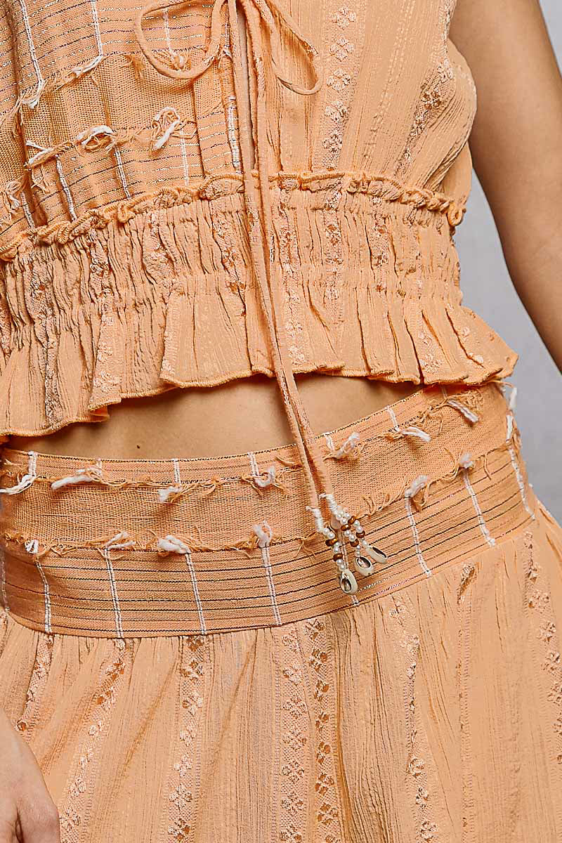 Peach V Neck Cropped Tank