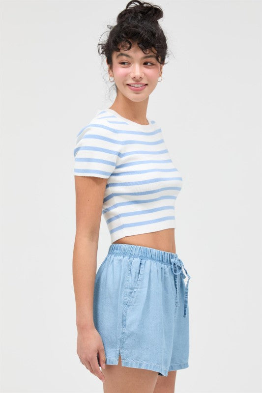 Ice Blue Stripe Baby Tee
