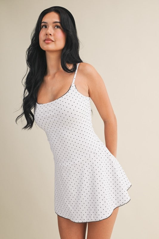 White Polka Dot Athletic Dress