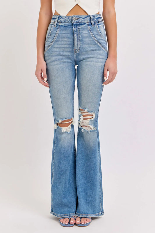 Pocket Scoop Flare Denim