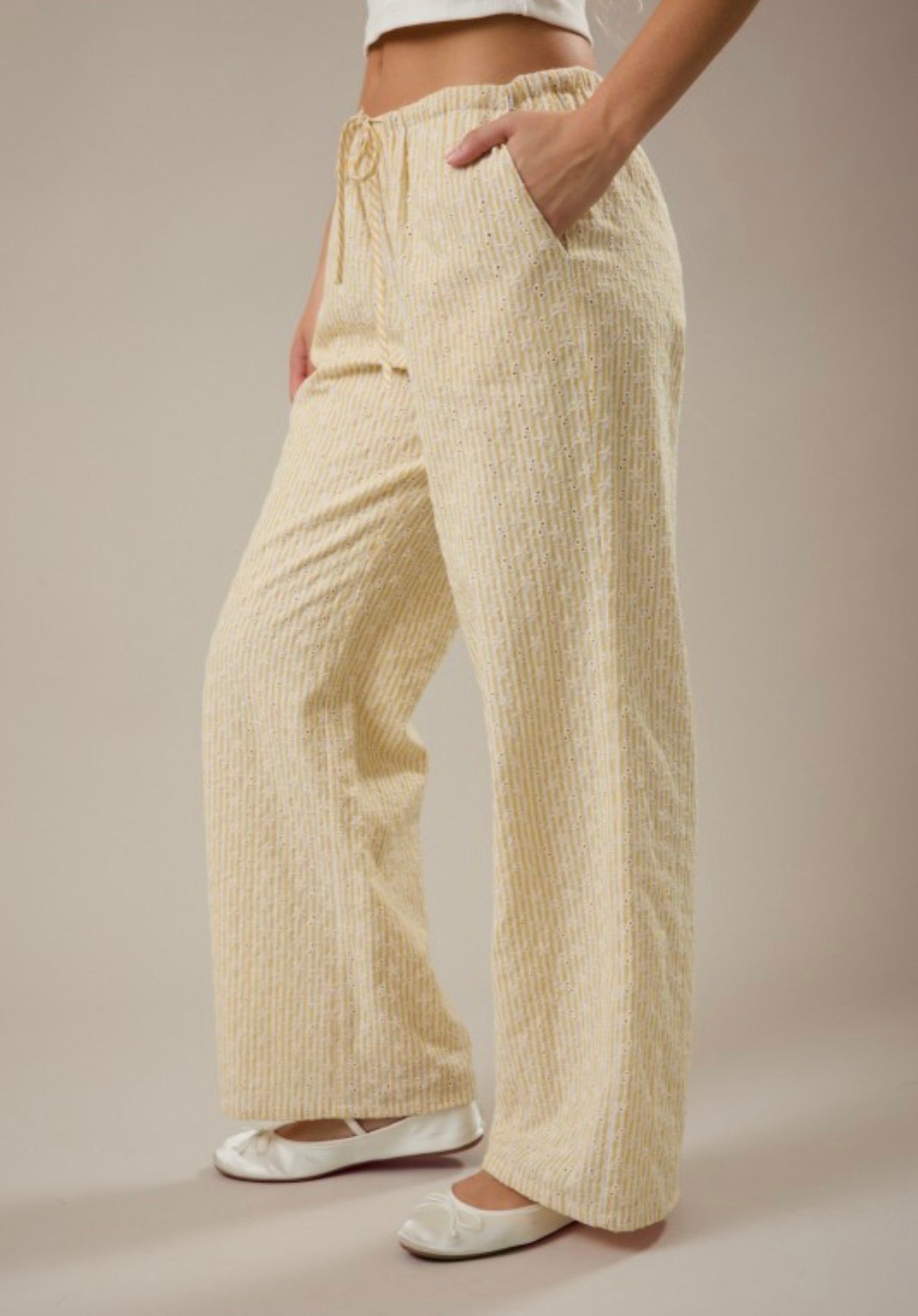 Yellow Stripe Low Rise Pant