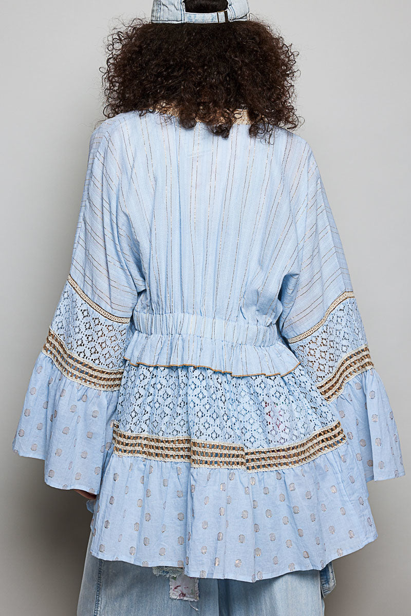 Pale Blue Shell Kimono Cover Dress