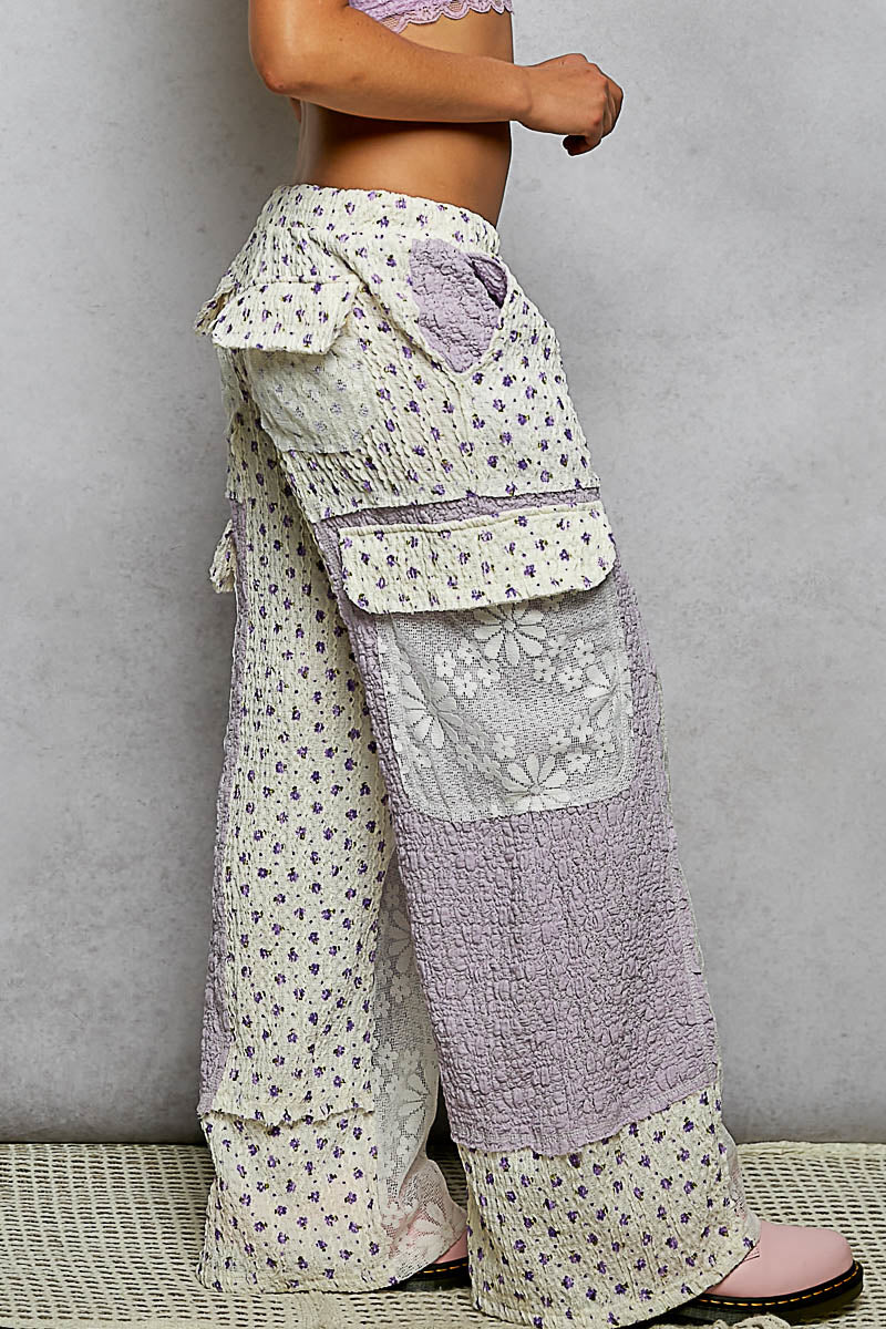 Lavender Floral Lace Pants